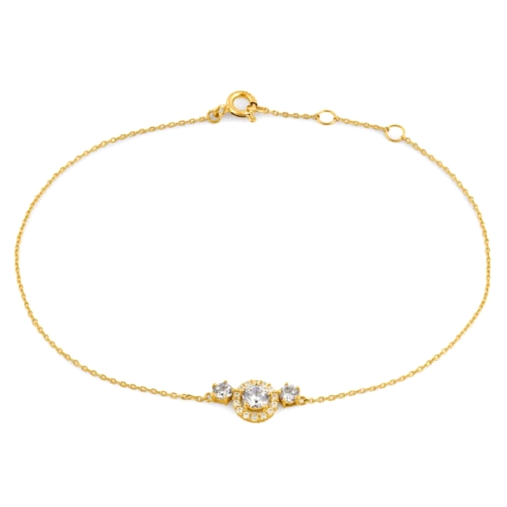 StockSolid 14K Yellow Gold CZ Halo Bracelet